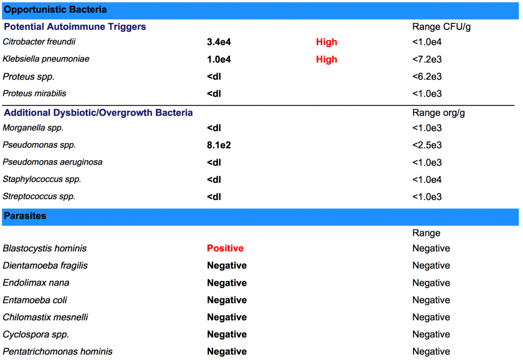 G.I Map test bacteria