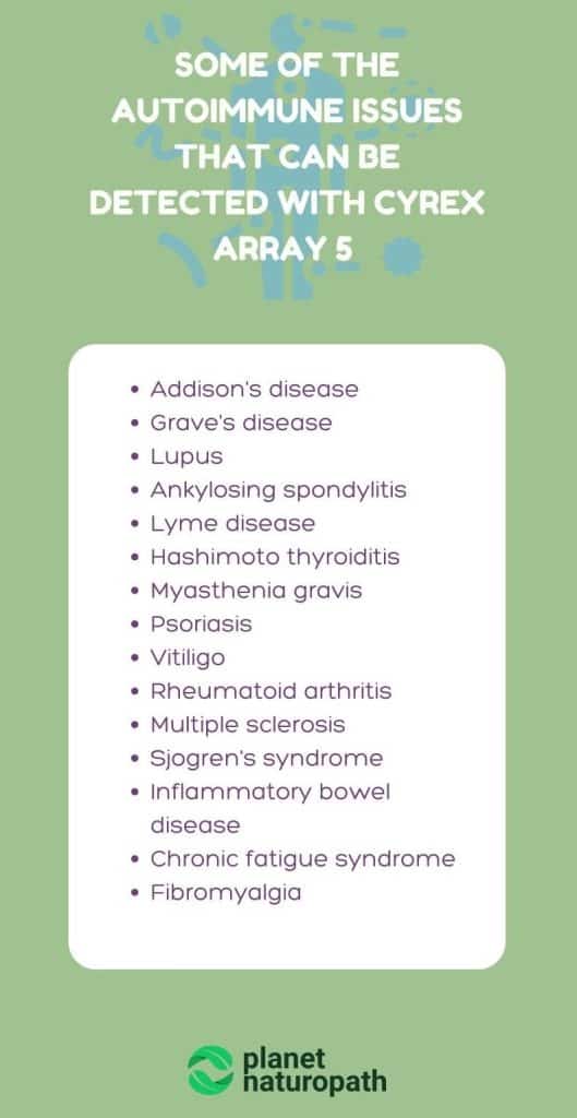 list of some autoimmune disease that can be detected with cyrex array 5 test