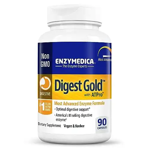 Enzymedica Digest Gold + ATPro Maximum Strength Digestive Enzymes | Prevents Bloating Gas & Indigestion, Natural Digestion Support