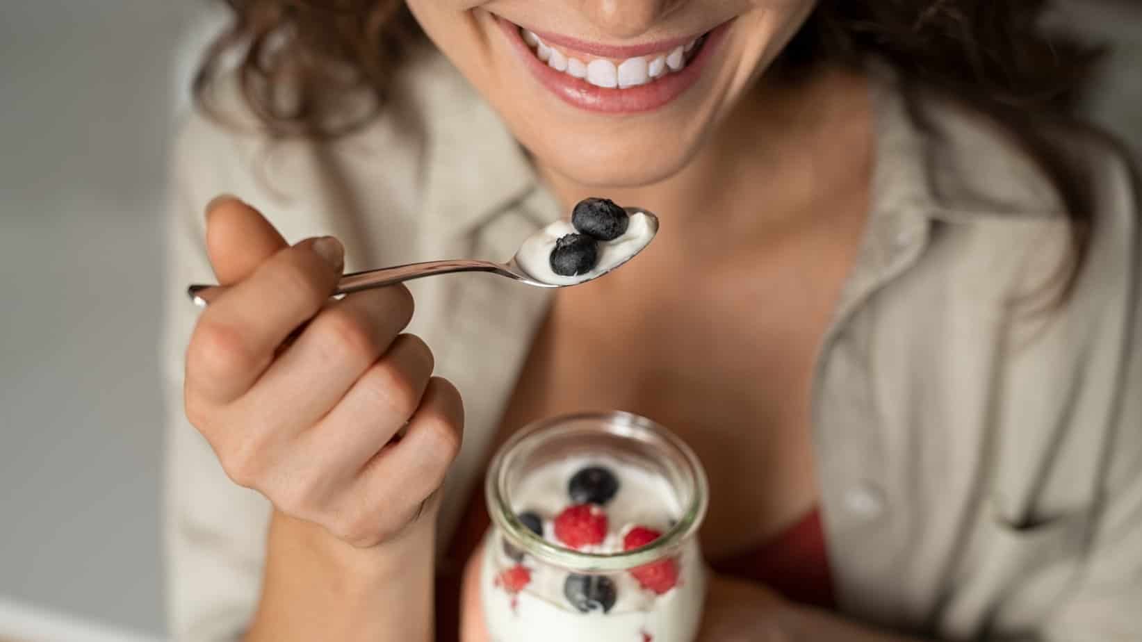 Eating yogurt lifetsyle