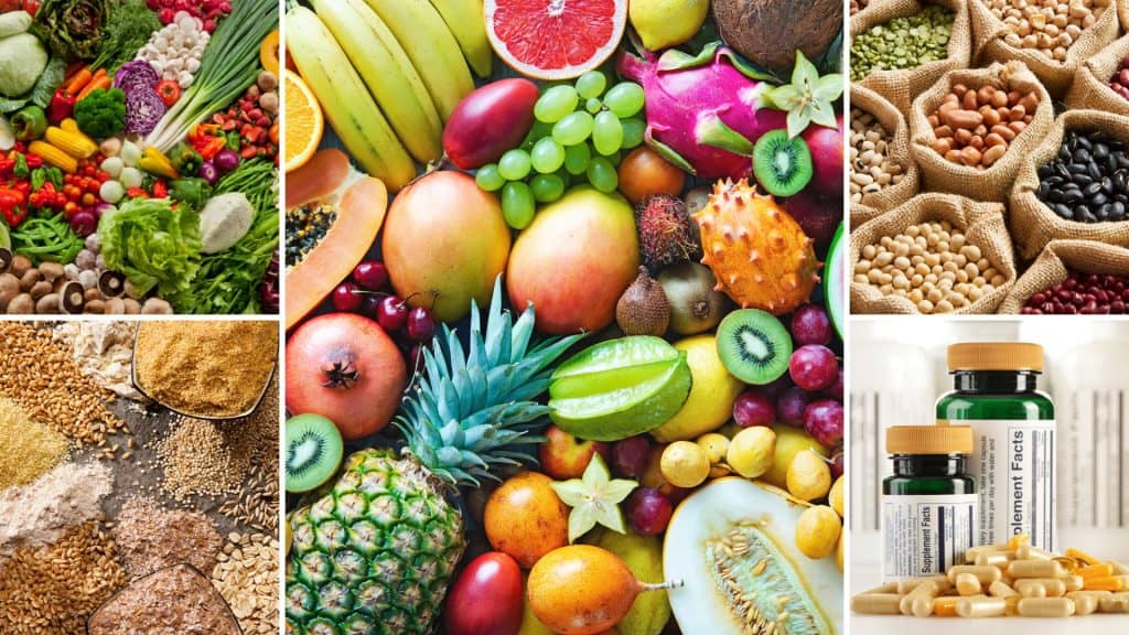 a collage of different foods