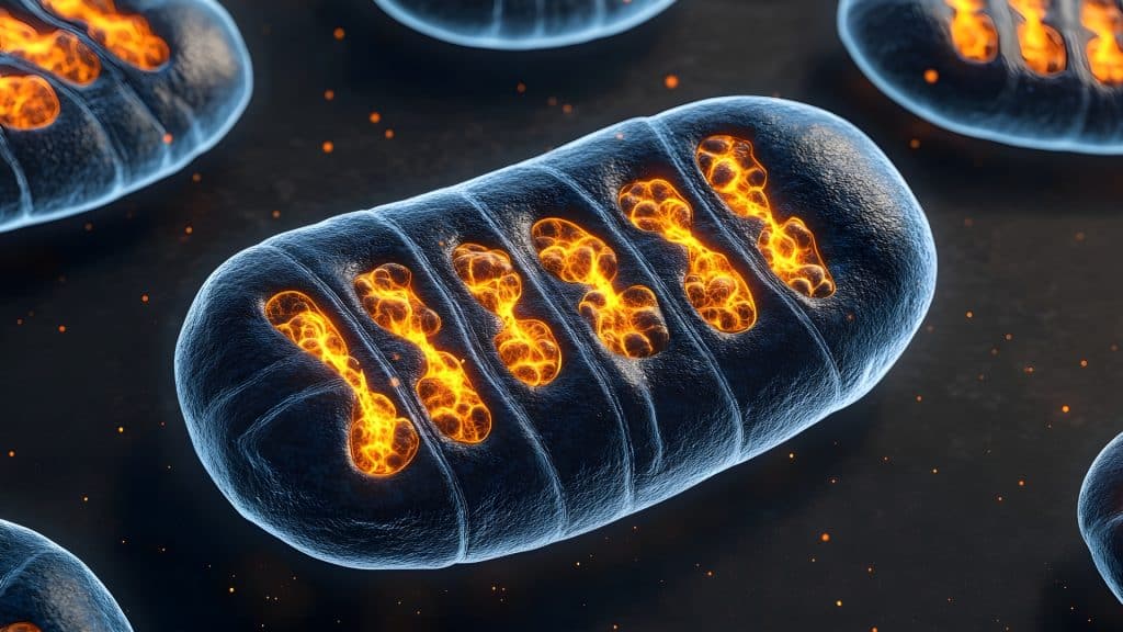 Mitochondria generating energy with ATP magnesium